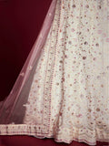 Alluring White Georgette Zari Work Reception Wear Lehenga Choli - Zeel Clothing