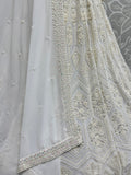 Alluring White Thread Work Georgette Lehenga Choli With Dupatta - Zeel Clothing