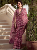 Alluring Wine Digital Printed Silk Casual Wear Saree With Blouse - Zeel Clothing