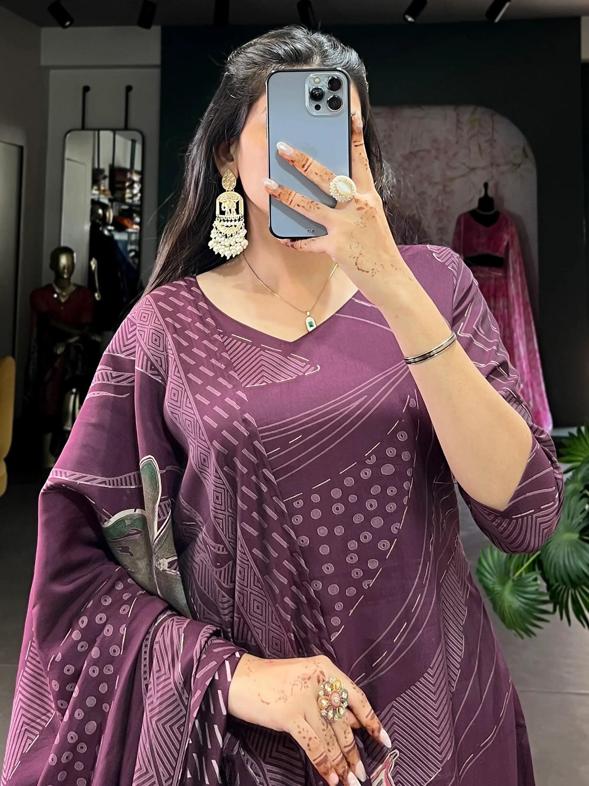Alluring Wine Floral Printed Silk Office Wear Palazzo Suit With Dupatta - Zeel Clothing