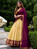 Alluring Brown Zari Weaving Kanjivaram Festive Wear Half Saree Lehenga
