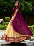 Alluring Brown Zari Weaving Kanjivaram Festive Wear Half Saree Lehenga