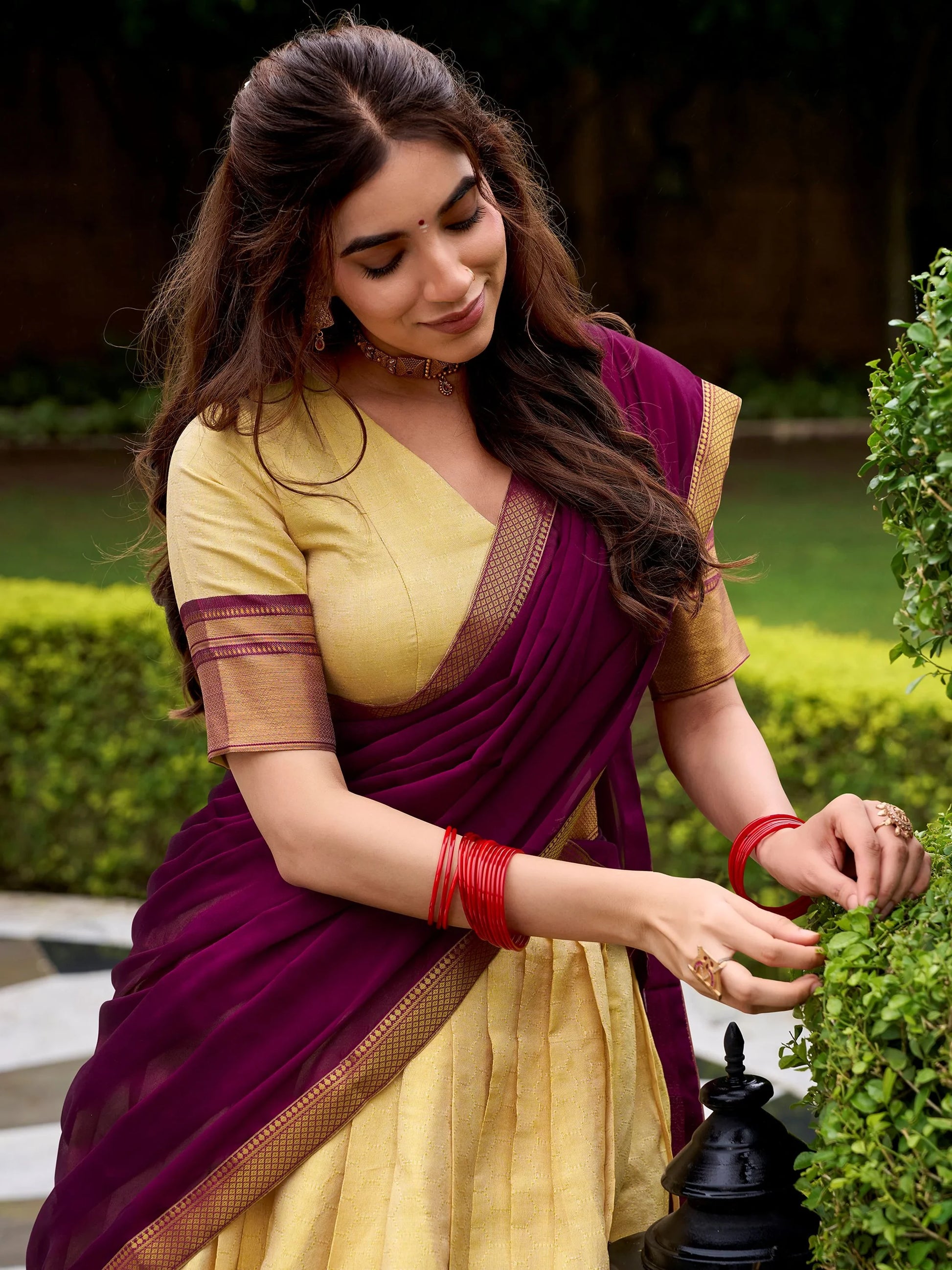 Alluring Brown Zari Weaving Kanjivaram Festive Wear Half Saree Lehenga