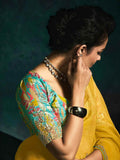 Alluring Yellow Embroidered Silk Haldi Wear Saree With Blouse - Zeel Clothing