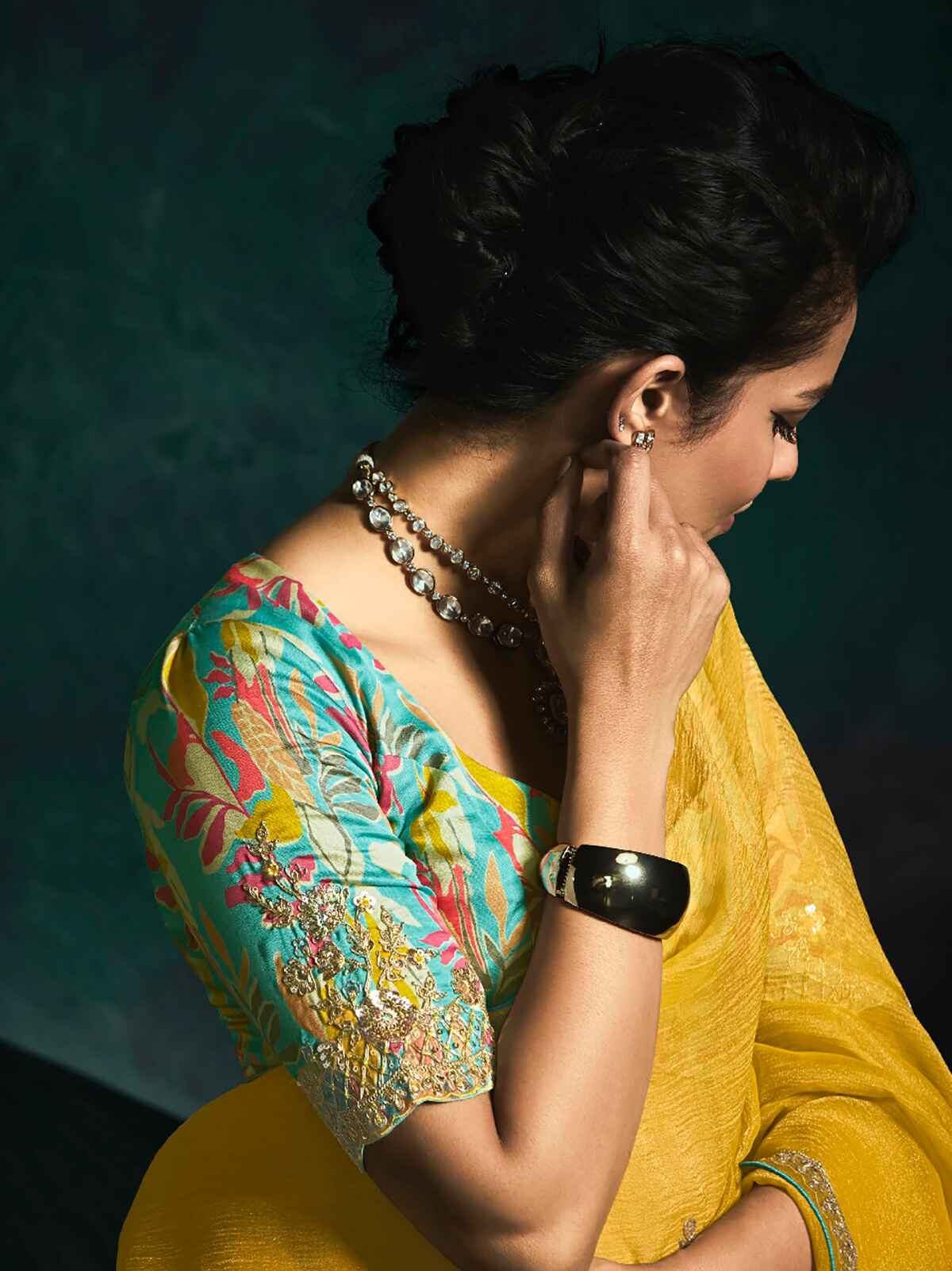 Alluring Yellow Embroidered Silk Haldi Wear Saree With Blouse - Zeel Clothing