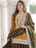 Alluring Yellow Embroidered Work Silk Festive Wear Sharara Suit