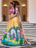 Alluring Yellow Printed Art Silk Bridesmaid Lehenga Choli - Zeel Clothing