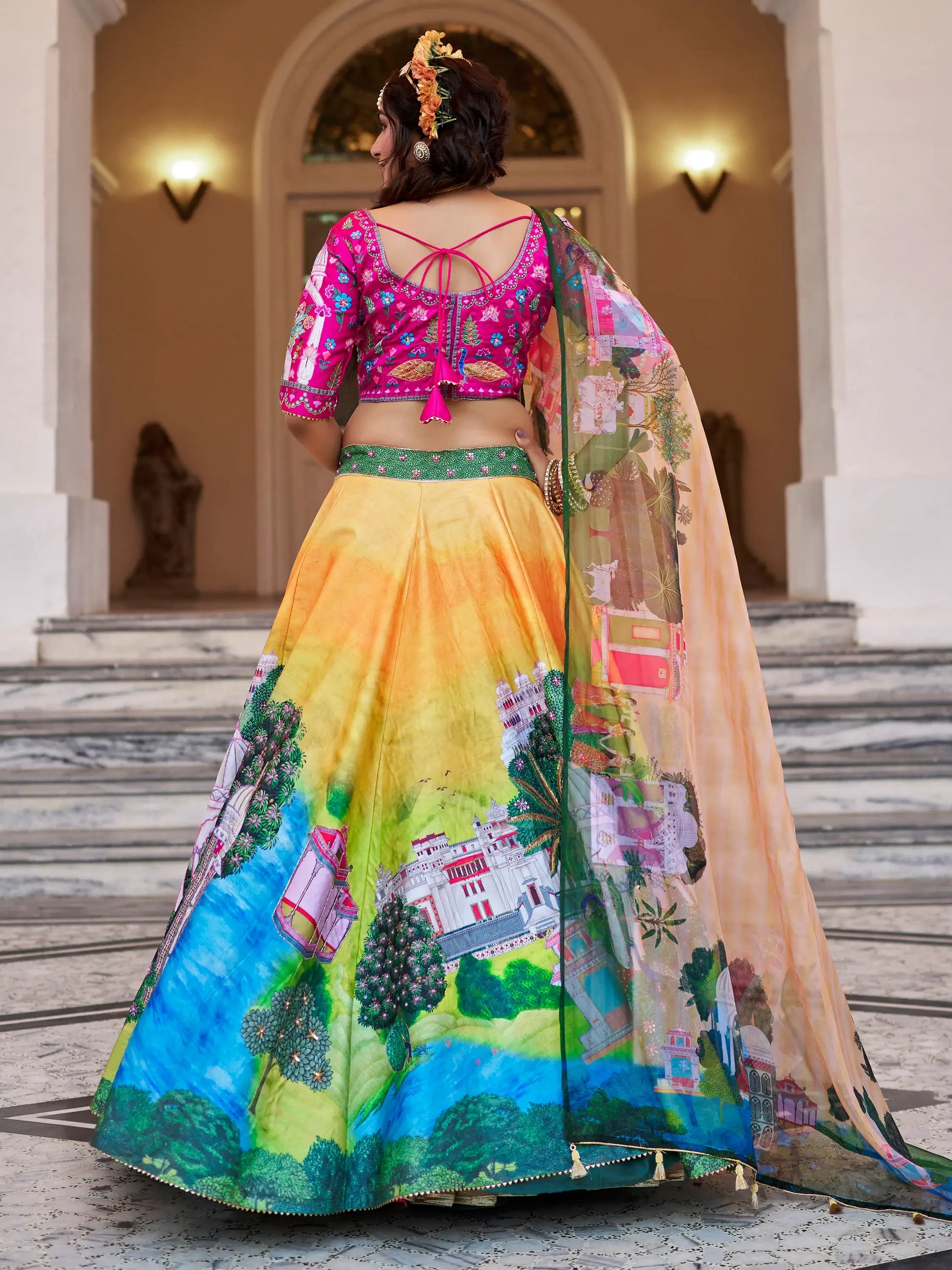 Alluring Yellow Printed Art Silk Bridesmaid Lehenga Choli - Zeel Clothing