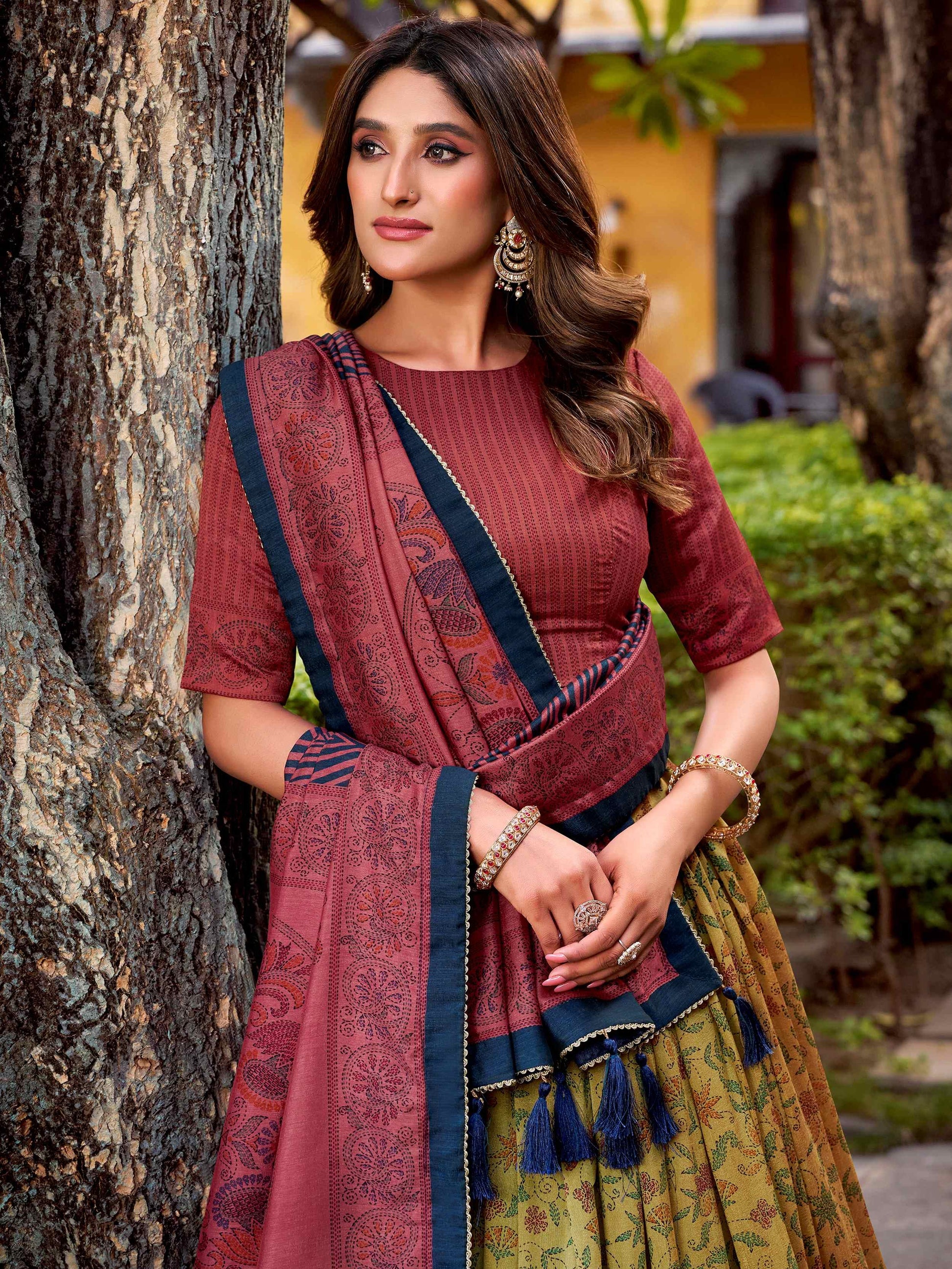 Alluring Yellow Printed Silk Festive Wear Lehenga Choli With Dupatta