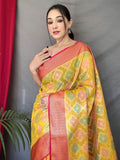 Alluring Yellow Woven Tissue Silk Wedding Wear Saree With Blouse - Zeel Clothing