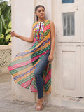 Amazeballs Multi-Color Bandhej Print Georgette Festive Wear Long Kurti - Zeel Clothing