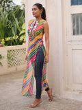 Amazeballs Multi-Color Bandhej Print Georgette Festive Wear Long Kurti - Zeel Clothing