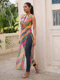 Amazeballs Multi-Color Bandhej Print Georgette Festive Wear Long Kurti - Zeel Clothing