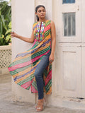 Amazeballs Multi-Color Bandhej Print Georgette Festive Wear Long Kurti - Zeel Clothing