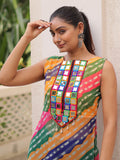 Amazeballs Multi-Color Bandhej Print Georgette Festive Wear Long Kurti - Zeel Clothing