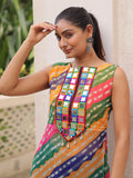 Amazeballs Multi-Color Bandhej Print Georgette Festive Wear Long Kurti - Zeel Clothing