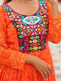 Amazeballs Orange Gamthi Work Georgette Navratri Special Gown - Zeel Clothing