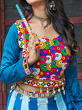 Amazeballs Sky-Blue Chinon Lehenga With Kutchi Embroidery Blouse - Zeel Clothing