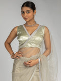 Amazing Beige Diamond Work Net Designer Pre-Stitched Saree With Blouse - Zeel Clothing