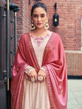 Amazing Beige Embroidered Georgette Readymade Palazzo Suit - Zeel Clothing