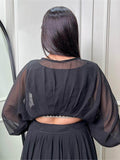 Amazing Black Embroidered Georgette Designer Crop Top Lehenga - Zeel Clothing