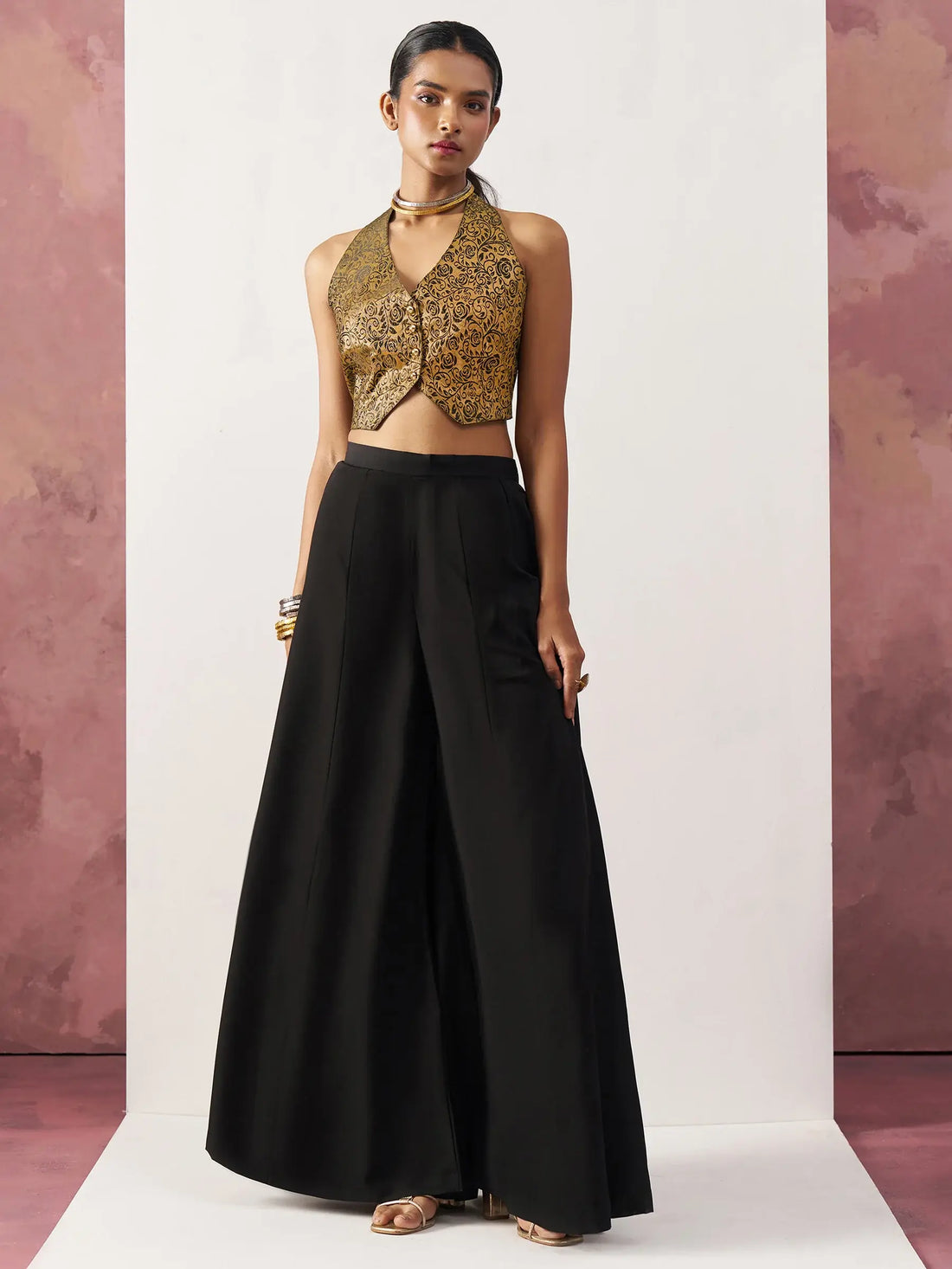 Amazing Black Jacquard Waistcoat Indo-Western Co-Ord Set - Zeel Clothing