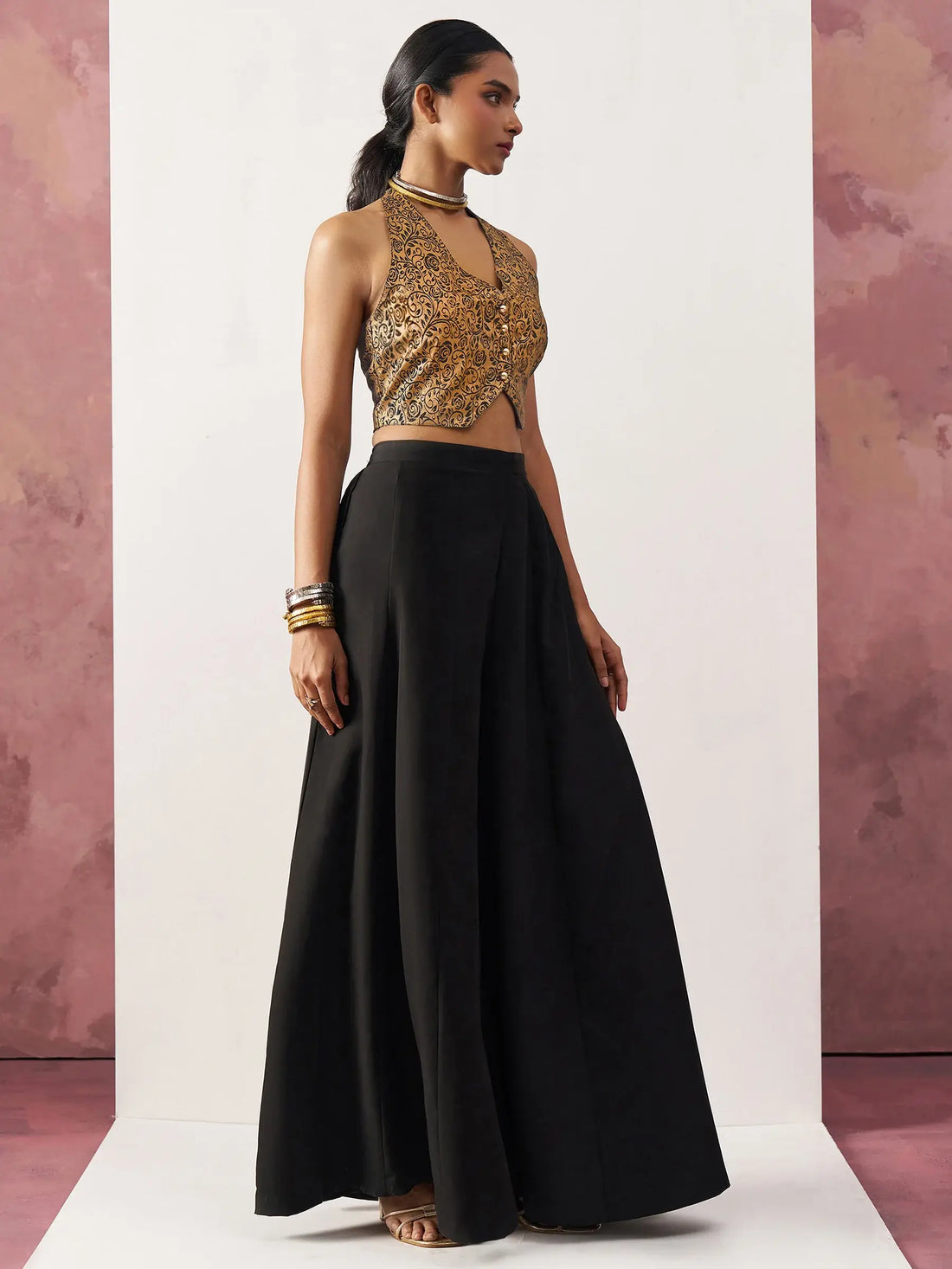 Amazing Black Jacquard Waistcoat Indo-Western Co-Ord Set - Zeel Clothing