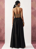 Amazing Black Jacquard Waistcoat Indo-Western Co-Ord Set - Zeel Clothing