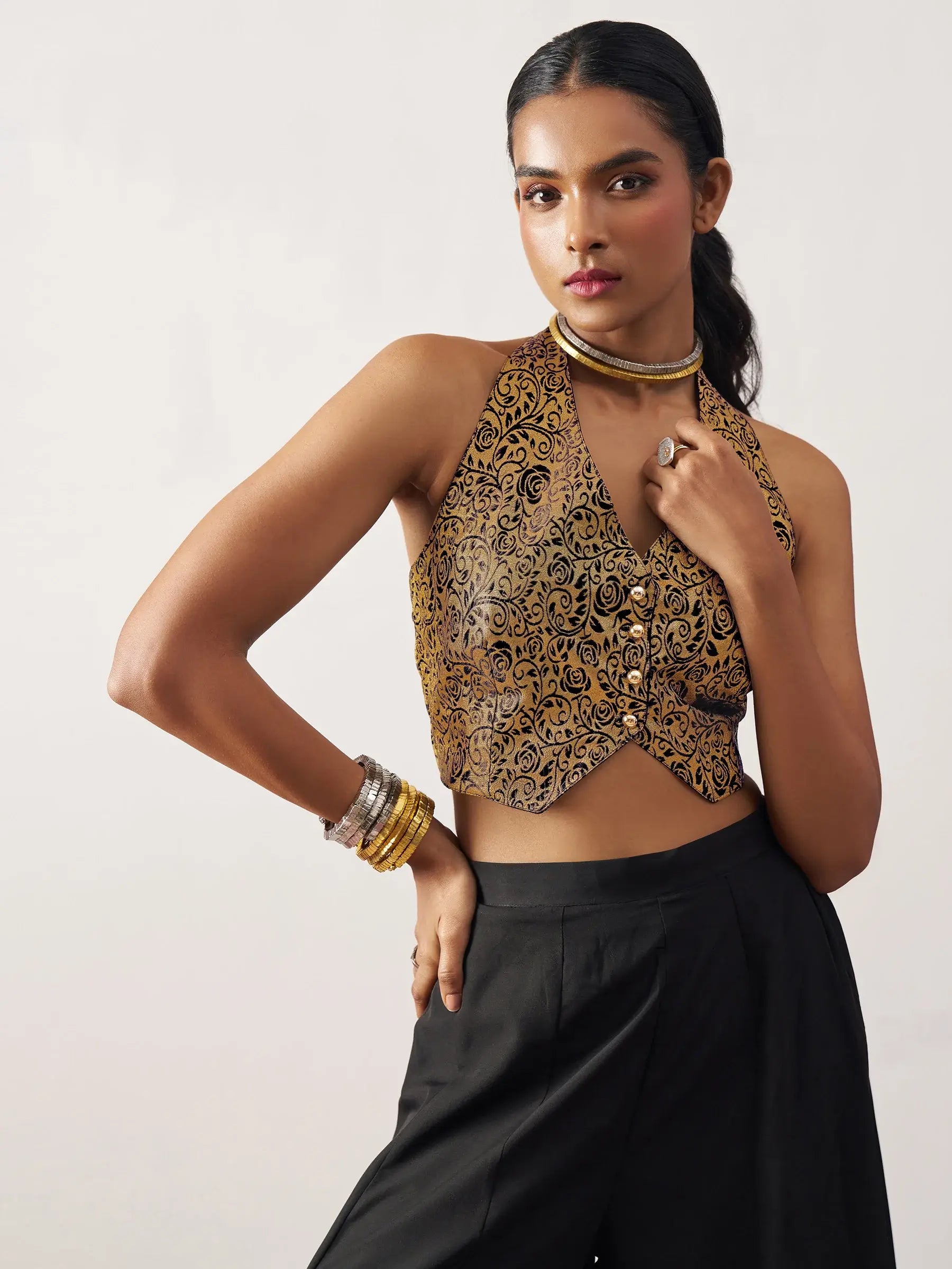 Amazing Black Jacquard Waistcoat Indo-Western Co-Ord Set - Zeel Clothing