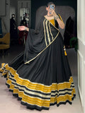 Amazing Black Lace Work Rayon Festive Wear Lehenga Choli With Dupatta - Zeel Clothing