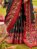 Amazing Black Patola Printed Silk Events Wear Saree With Blouse - Zeel Clothing