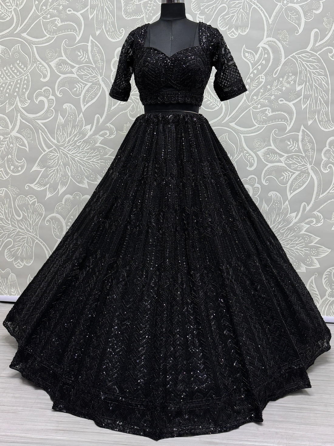 Amazing Black Sequins Net Reception Wear Lehenga Choli - Zeel Clothing
