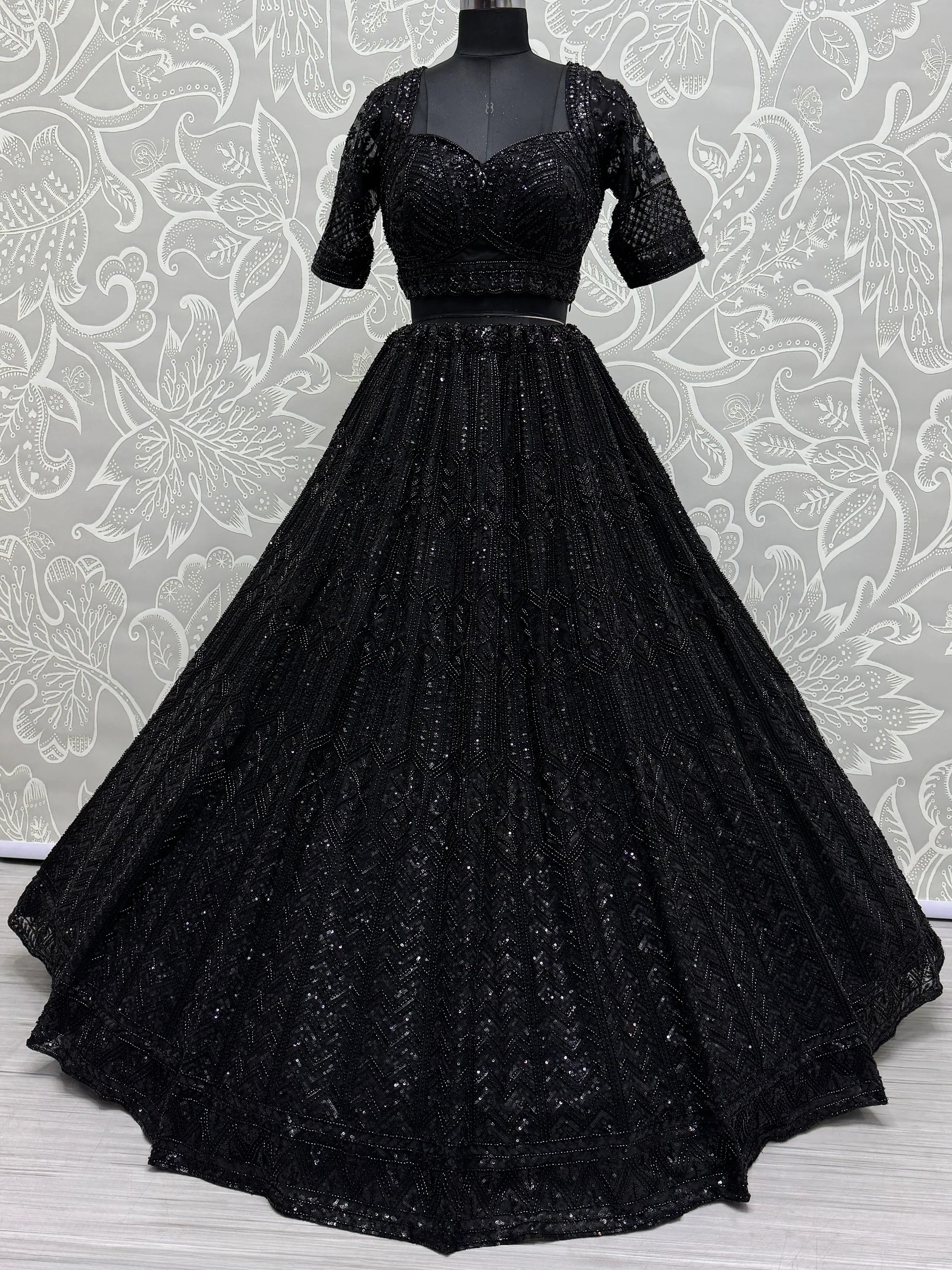 Amazing Black Sequins Net Reception Wear Lehenga Choli - Zeel Clothing