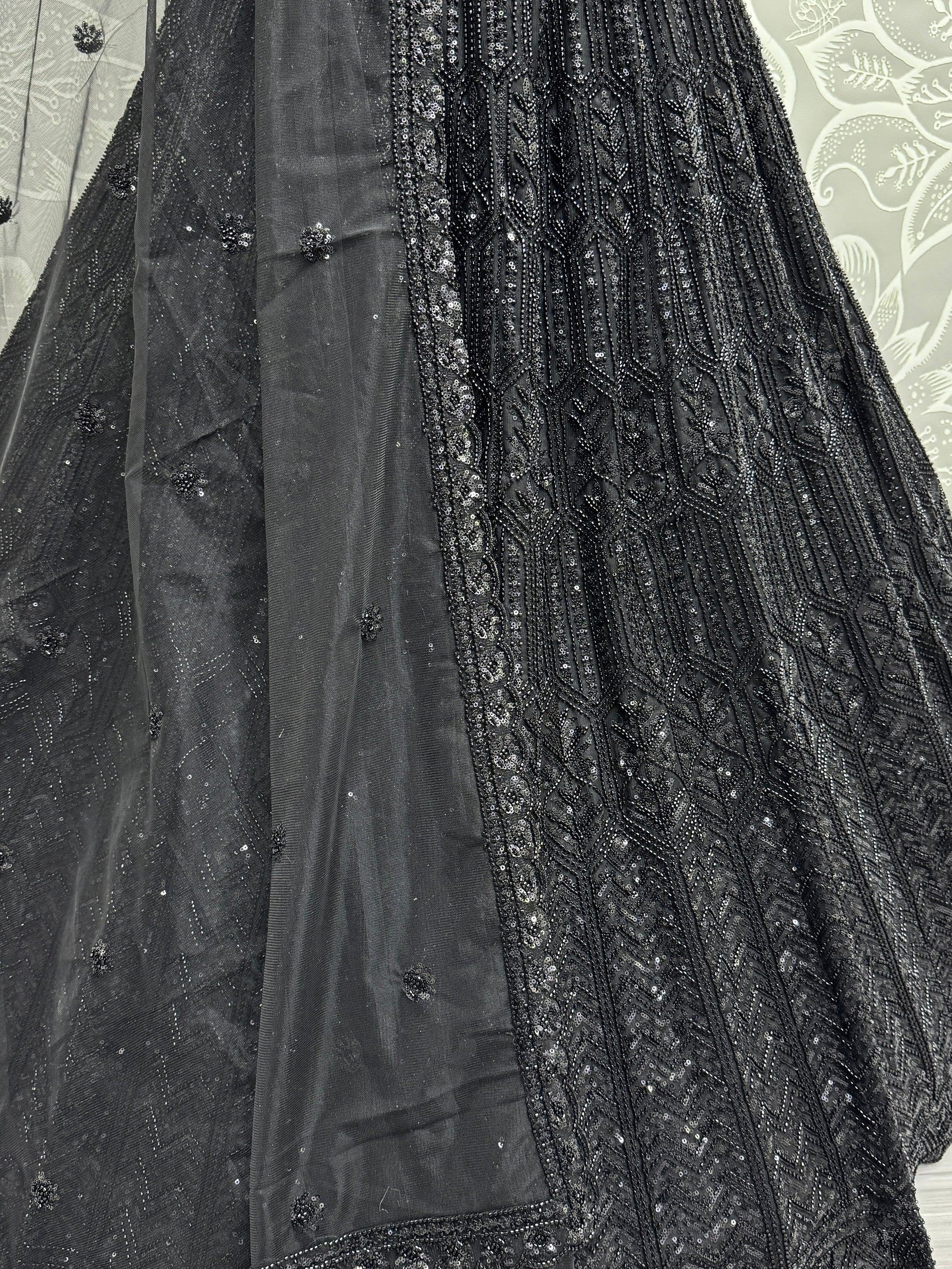 Amazing Black Sequins Net Reception Wear Lehenga Choli - Zeel Clothing