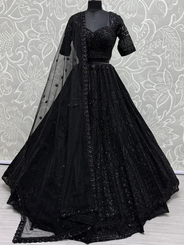 Amazing Black Sequins Net Reception Wear Lehenga Choli - Zeel Clothing