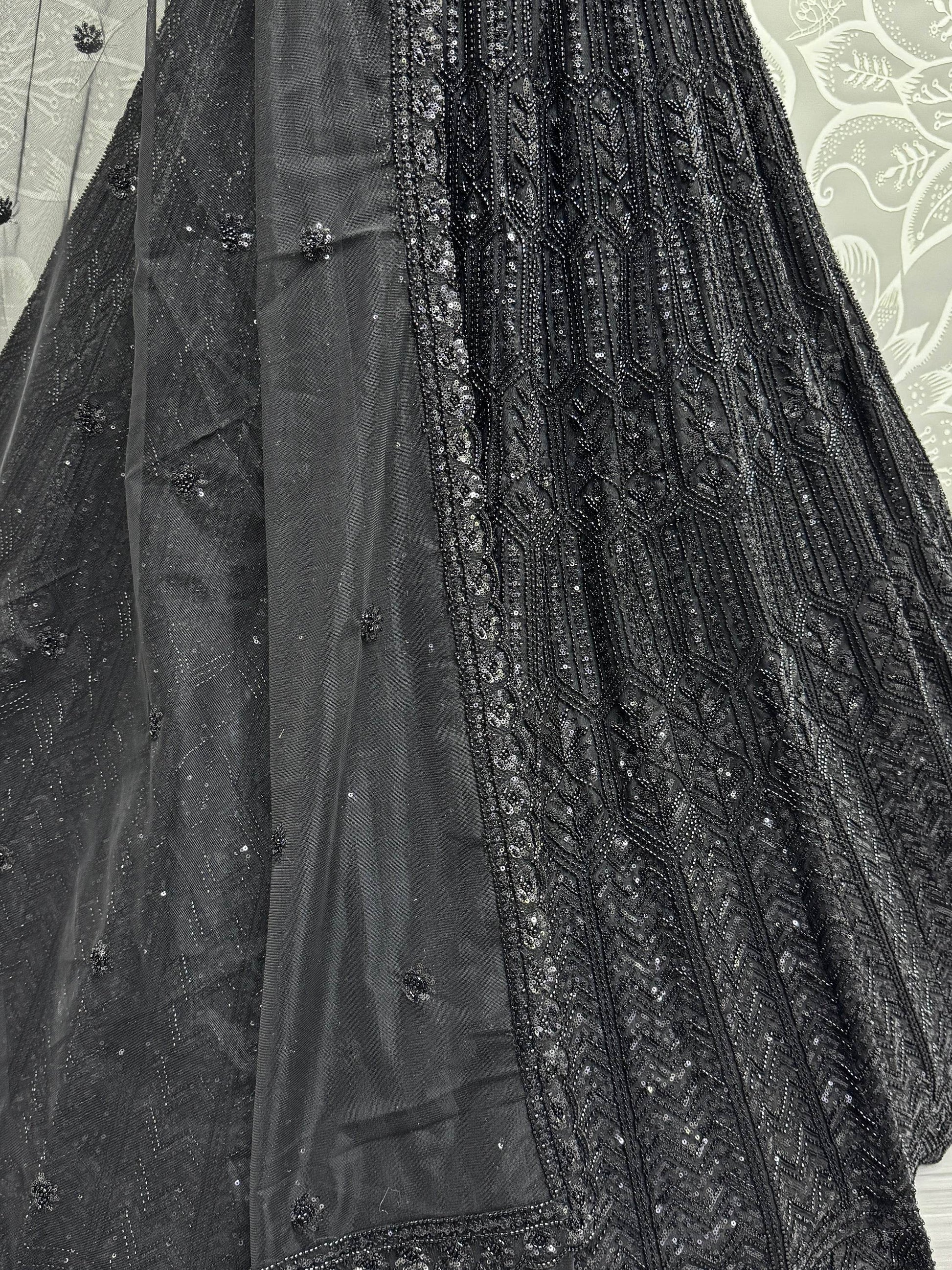 Amazing Black Sequins Net Reception Wear Lehenga Choli - Zeel Clothing