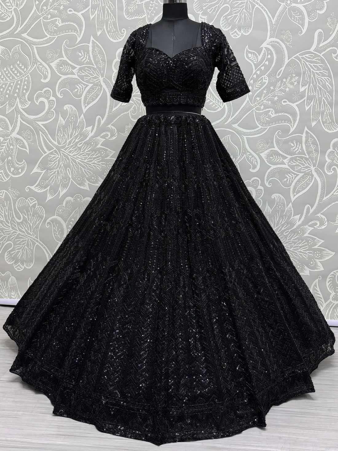 Amazing Black Sequins Net Reception Wear Lehenga Choli - Zeel Clothing