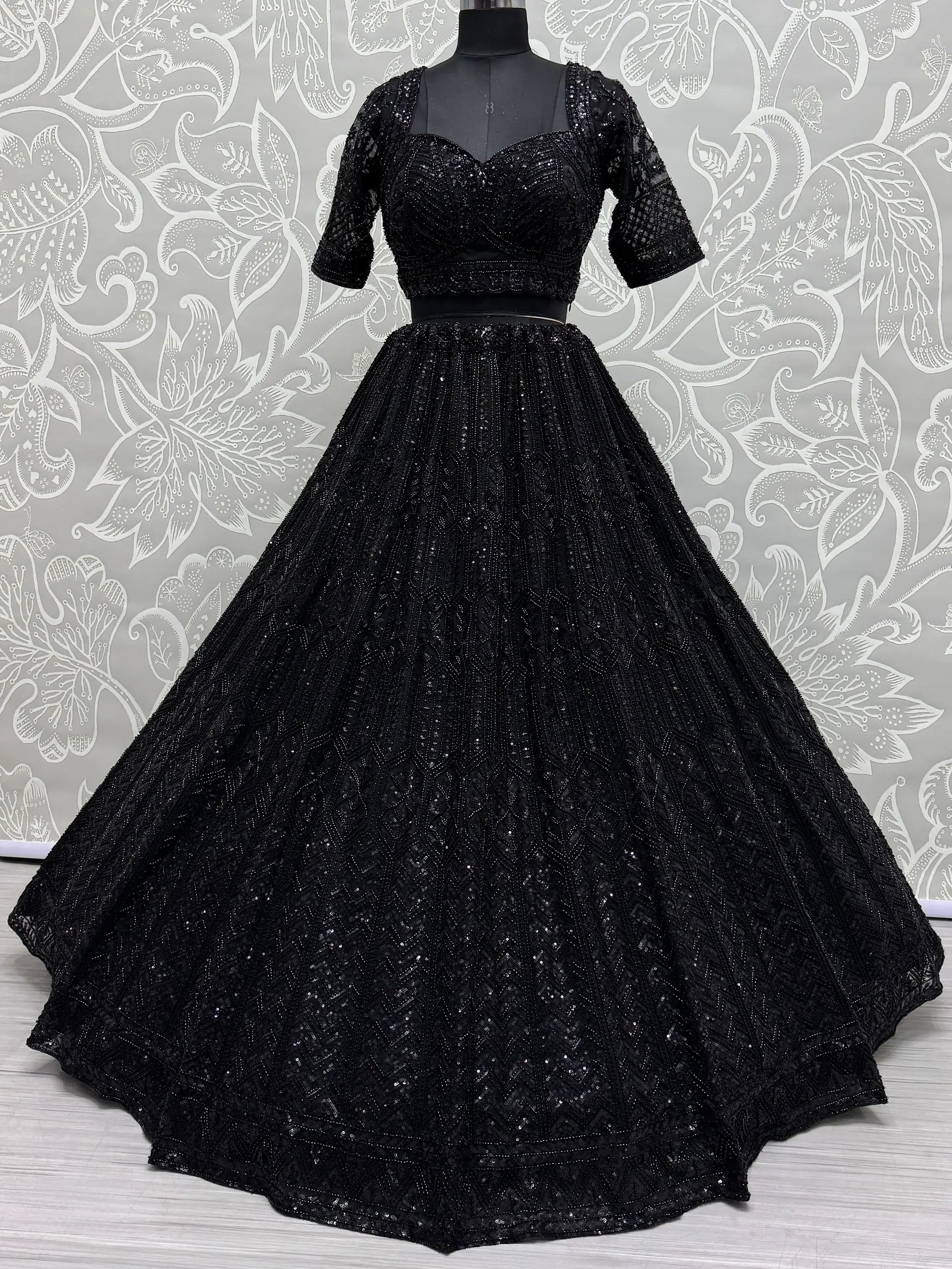 Amazing Black Sequins Net Reception Wear Lehenga Choli - Zeel Clothing