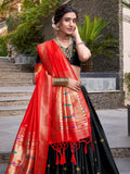 Amazing Black Zari Weaving Jacquard Paithani Lehenga Choli - Zeel Clothing