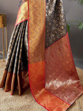 Amazing Black Zari Weaving Silk Reception Wear Saree With Blouse - Zeel Clothing