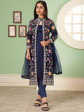 Amazing Blue Embroidered Georgette Jacket Salwar Suit - Zeel Clothing