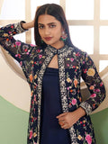 Amazing Blue Embroidered Georgette Jacket Salwar Suit - Zeel Clothing
