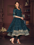 Amazing Blue Embroidered Georgette Wedding Wear Anarkali Suit - Zeel Clothing