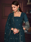 Amazing Blue Embroidered Georgette Wedding Wear Anarkali Suit - Zeel Clothing