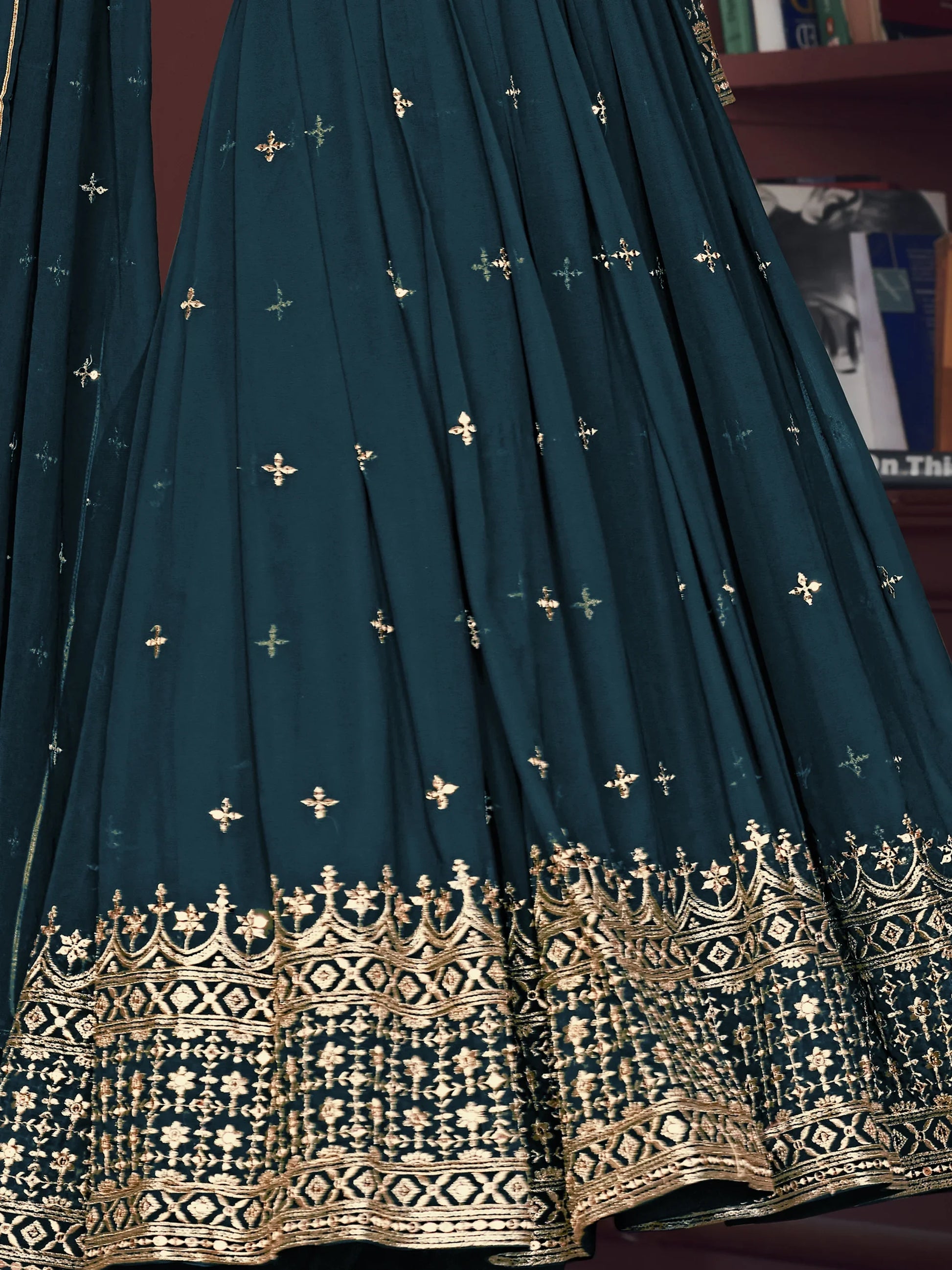 Amazing Blue Embroidered Georgette Wedding Wear Anarkali Suit - Zeel Clothing