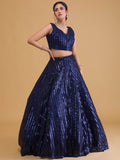 Amazing Blue Embroidery Net Sangeet Wear Lehenga Choli - Zeel Clothing