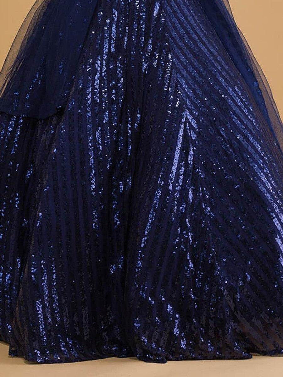 Amazing Blue Embroidery Net Sangeet Wear Lehenga Choli - Zeel Clothing