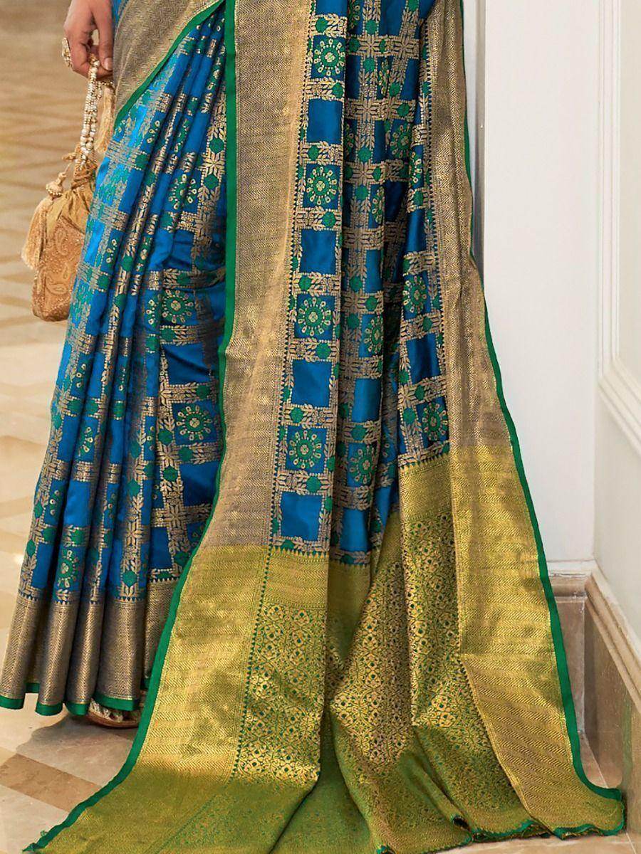 Amazing Blue Patola Woven Silk Wedding Wear Saree - Zeel Clothing