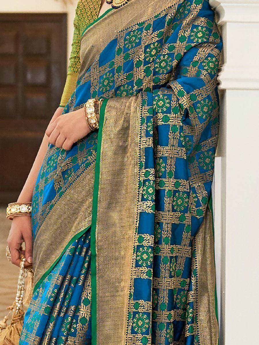 Amazing Blue Patola Woven Silk Wedding Wear Saree - Zeel Clothing