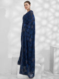 Amazing Blue Swarovski Work Jacquard Sangeet Wear Saree With Blouse - Zeel Clothing